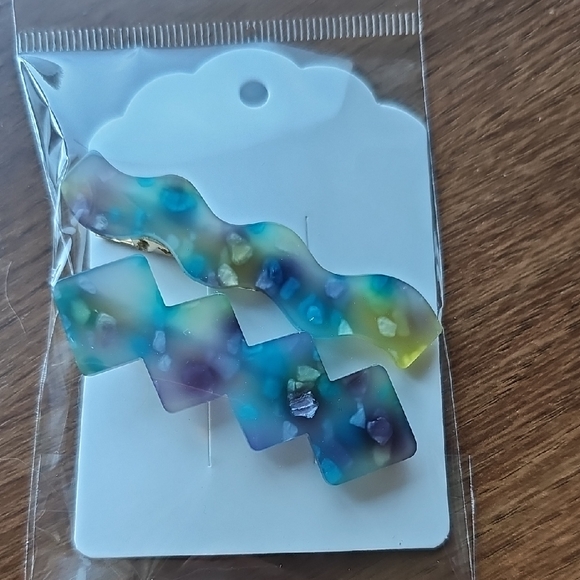 Accessories - 🌞 5 For$25 New Acrylic 2 Piece Hair Clip Barrette Set Mixed Blue Alligator Clip